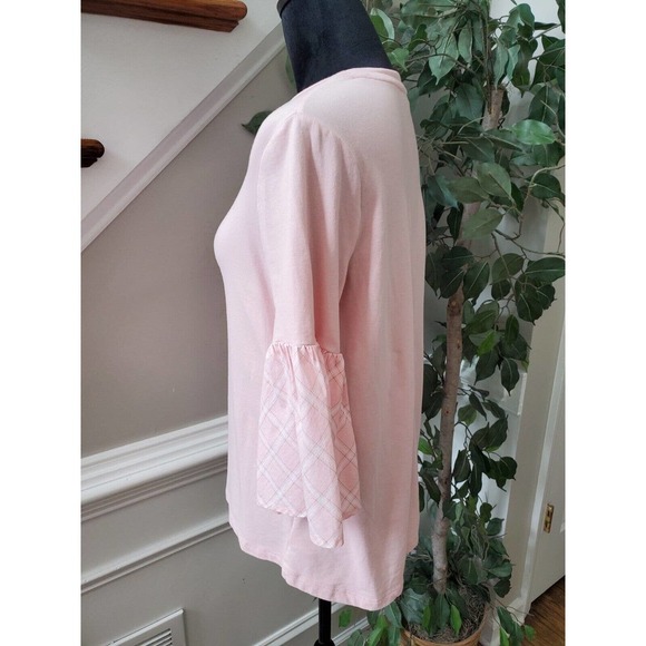 Crown & Ivy Womens Pink Cotton Long Sleeve Round Neck Top Blouse Size Small - Picture 5 of 10